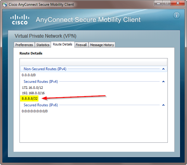 Anyconnect dns suffix search list