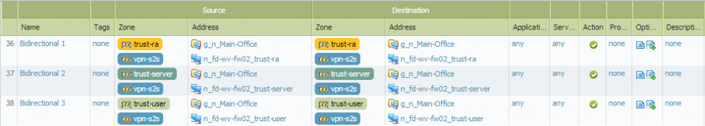 Palo Alto Bidirectional Policy Rules