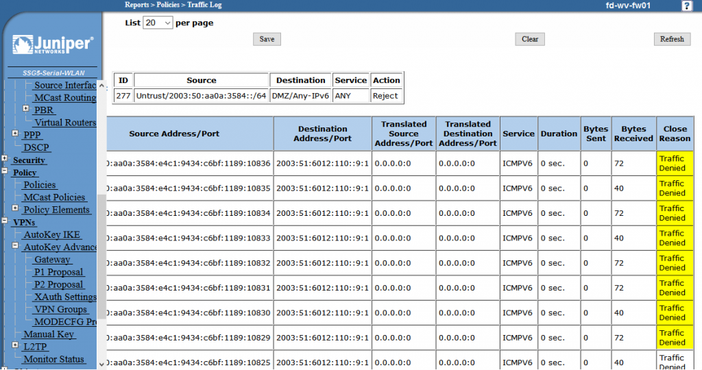 Deleted Remote Policy - From Untrust Deny on Headquarter