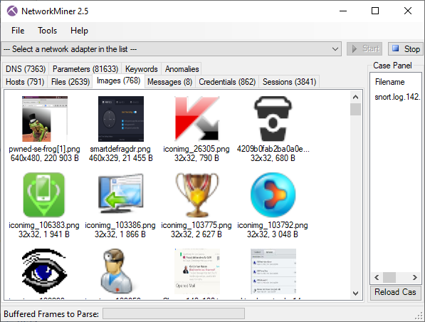 Images tab in NetworkMiner 2.5